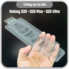 Cường lực trong cho Samsung S25 - S25 Plus - S25 Ultra, không viền đen kèm khung tự dán
