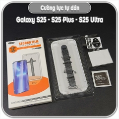 Cường lực trong cho Samsung S25 - S25 Plus - S25 Ultra, không viền đen kèm khung tự dán