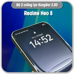 Cường lực KungGor cho Realme Neo 8, trong không viền đen bộ 2 miếng