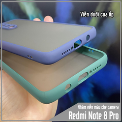 Ốp lưng cho Xiaomi Redmi Note 8 Pro trong nhám viền màu che camera