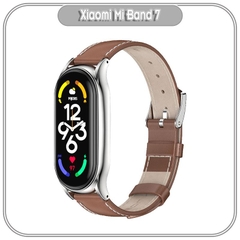 Dây da mặt kim loại cho Xiaomi Miband 7 hãng Mijobs