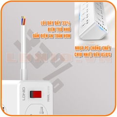 Ổ cắm điện LDNIO SC10610 100-250V, 10 lỗ cắm (2500W) + 5 USB-A & 1 USB-C (30W), sạc nhanh PD & QC 3.0, dây dài 200CM, đầu ghim EU 2 chấu tròn - Hàng nhập khẩu