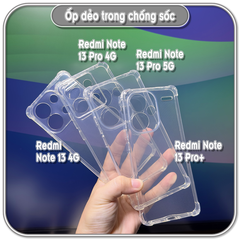 Ốp dẻo trong cho Redmi Note 13 - 13 Pro - 13 Pro Plus, che camera