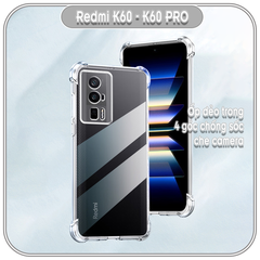 Ốp chống sốc cho Redmi K60 - K60 Pro, nhựa dẻo TPU trong che camera