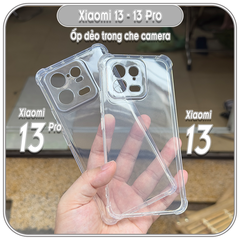 Ốp chống sốc cho Xiaomi 13 - 13 Pro, nhựa dẻo TPU trong che camera