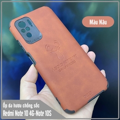 Ốp lưng cho Xiaomi Redmi Note 10 - Note 10S da hươu 4 góc chống sốc