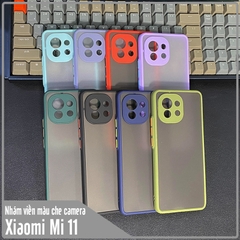 Ốp lưng cho Xiaomi Mi 11 nhám viền màu che camera