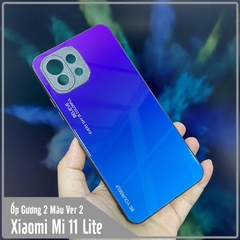 Ốp lưng cho Xiaomi Mi 11 Lite gương cứng 2 màu Gradient Ver 2 , viền TPU dẻo đen