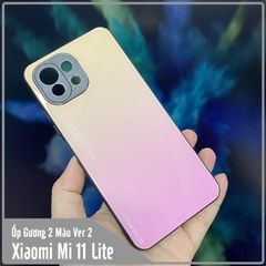 Ốp lưng cho Xiaomi Mi 11 Lite gương cứng 2 màu Gradient Ver 2 , viền TPU dẻo đen