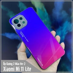 Ốp lưng cho Xiaomi Mi 11 Lite gương cứng 2 màu Gradient Ver 2 , viền TPU dẻo đen