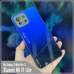 Ốp lưng cho Xiaomi Mi 11 Lite gương cứng 2 màu Gradient Ver 2 , viền TPU dẻo đen