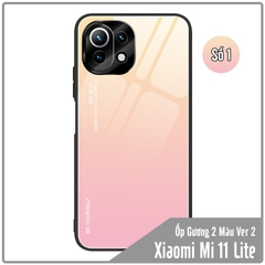 Ốp lưng cho Xiaomi Mi 11 Lite gương cứng 2 màu Gradient Ver 2 , viền TPU dẻo đen