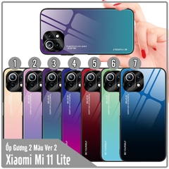 Ốp lưng cho Xiaomi Mi 11 Lite gương cứng 2 màu Gradient Ver 2 , viền TPU dẻo đen