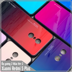Ốp lưng Xiaomi Redmi 5 Plus gương cứng 2 màu Gradient Ver 2 , viền TPU dẻo đen
