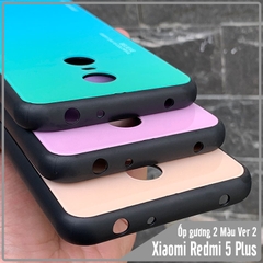 Ốp lưng Xiaomi Redmi 5 Plus gương cứng 2 màu Gradient Ver 2 , viền TPU dẻo đen