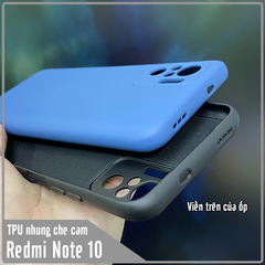 Ốp lưng cho Xiaomi Redmi Note 10S - Note 10 4G, nhựa TPU dẻo màu lót nhung che camera