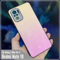 Ốp lưng cho Xiaomi Redmi Note 10 4G - Redmi Note 10S gương cứng 2 màu Gradient Ver 2 , viền TPU dẻo đen