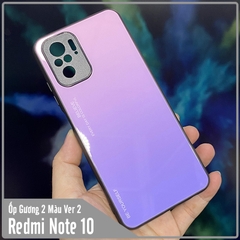 Ốp lưng cho Xiaomi Redmi Note 10 4G - Redmi Note 10S gương cứng 2 màu Gradient Ver 2 , viền TPU dẻo đen