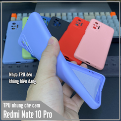 Ốp lưng cho Xiaomi Redmi Note 10 Pro, nhựa TPU dẻo màu lót nhung che camera