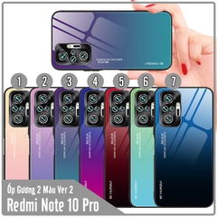 Ốp lưng cho Xiaomi Redmi Note 10 Pro gương cứng 2 màu Gradient Ver 2 , viền TPU dẻo đen