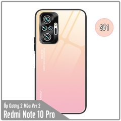 Ốp lưng cho Xiaomi Redmi Note 10 Pro gương cứng 2 màu Gradient Ver 2 , viền TPU dẻo đen