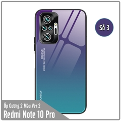 Ốp lưng cho Xiaomi Redmi Note 10 Pro gương cứng 2 màu Gradient Ver 2 , viền TPU dẻo đen