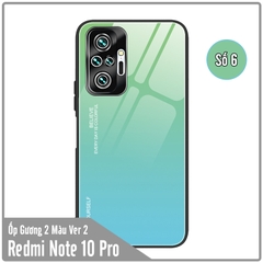 Ốp lưng cho Xiaomi Redmi Note 10 Pro gương cứng 2 màu Gradient Ver 2 , viền TPU dẻo đen