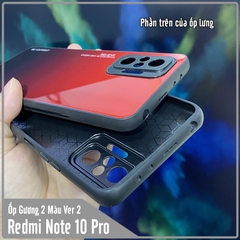 Ốp lưng cho Xiaomi Redmi Note 10 Pro gương cứng 2 màu Gradient Ver 2 , viền TPU dẻo đen