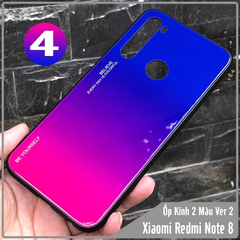 Ốp lưng Xiaomi Redmi Note 8 gương cứng 2 màu Gradient Ver 2 , viền TPU dẻo đen