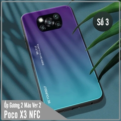 Ốp lưng dành cho Xiaomi Poco X3 NFC gương cứng 2 màu Gradient Ver 2 , viền TPU dẻo đen