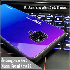 Ốp lưng cho Xiaomi Redmi Note 9S - Note 9 Pro gương cứng 2 màu Gradient Ver 2 , viền TPU dẻo đen