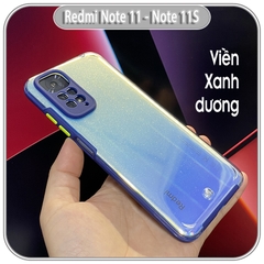 Ốp Lưng cho Xiaomi Redmi Note 11 - 11S 4G PC Trong Suốt Viền Màu Mỏng ,Che Camera