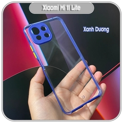 Ốp Lưng cho Xiaomi Mi 11 Lite 4G - 5G - NE PC Trong Suốt Viền Màu Mỏng ,Che Camera