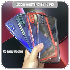 Ốp Lưng cho Xiaomi Redmi Note 7 - 7 Pro PC Trong Suốt Viền Màu Mỏng ,Che Camera