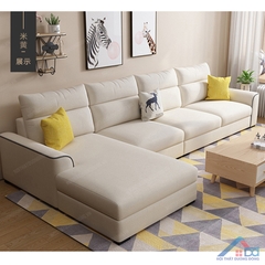 Sofa gỗ tự nhiên chữ L đen bọc nỉ - SF 33