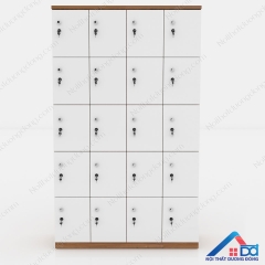 Tủ locker 20 ngăn bằng gỗ màu trắng - LKG 08