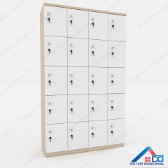 Tủ locker 20 ngăn bằng gỗ màu trắng - LKG 08