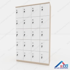 Tủ locker 20 ngăn bằng gỗ màu trắng - LKG 08