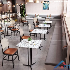 Bàn cafe mặt vuông chân sắt -BCF 36