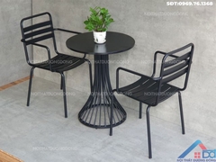 Bộ bàn ghế cafe tròn khung sắt -BGCF 23