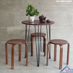 Bộ bàn ghế cafe hình tròn chân sắt -BGCF 30
