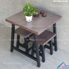 Combo bộ bàn ghế vuông gỗ thông -BGCF 26