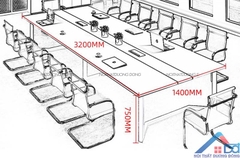 Bàn họp hội nghị chân sắt hiện đại 3m2 - BH 39