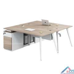 Bàn làm việc chân lục giác hộc sâu trắng -CS 71