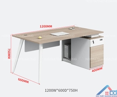Bàn làm việc chân lục giác hộc sâu trắng -CS 71