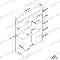 Bàn làm việc gỗ kèm giá sách - LV 64