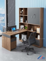 Mẫu bàn làm việc kèm tủ tài liệu - LV 34