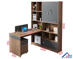 Mẫu bàn làm việc kèm tủ tài liệu - LV 34