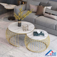 Bàn sofa đôi trái bí mặt đá - BT 22