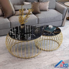 Bàn sofa đôi trái bí mặt đá - BT 22